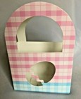 Pink Blue Plaid 5.5X7" Easter Treat Baskets w Cut Out Egg - 5 Pieces