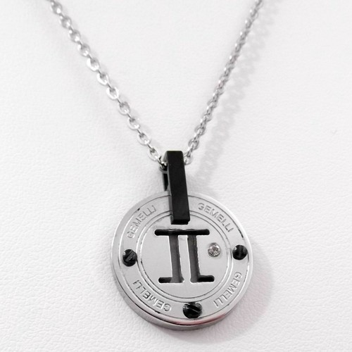 Collar de Hombre en Acero Signo Zodiaco Colgante Mujer con Piedra Brillante - Imagen 2 de 8