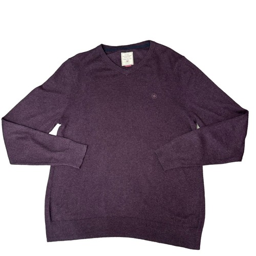 Burgunderroter V-Ausschnitt Pullover Kaschmirmischung Herren Gr. XXL Fat Face Langarm
