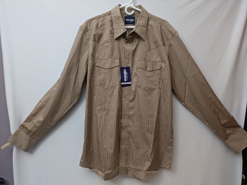Neu Wrangler Pearl Druckknopf Western Wear Hemd, Large Tall LT Langarm hellbraun