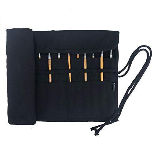 30 Pockets Artist Paint Brush Holder Canvas Roll Up Case Bag & Storage Organi... - Picture 3 of 7