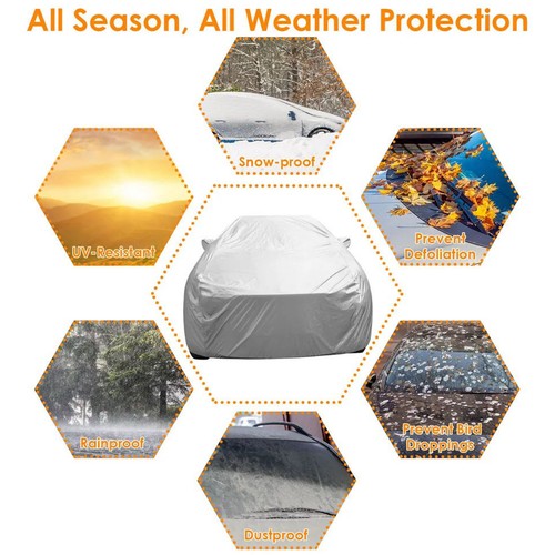 XXL Full Car Cover All Weather Rain Snow Waterproof UV Dust Resistant Protection - Picture 7 of 10