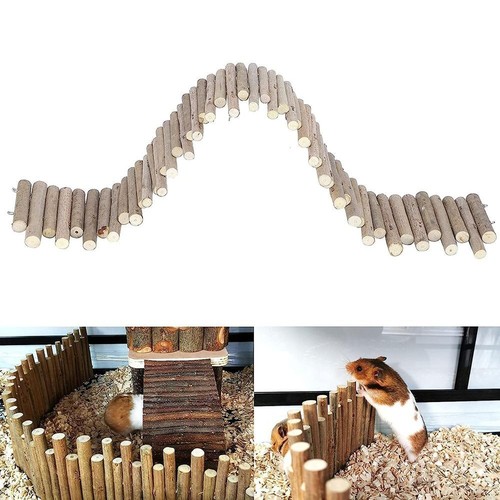 Wooden Bridge Pet Hamster Guinea Pig Rat Ladder Bendy Tunnel Hideout Toy Supply - Picture 3 of 14