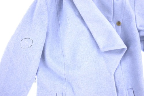 Abrigo envolvente Cole Haan 257774 para mujer exclusivo mezcla de lana resbaladiza azul hielo talla 8 - Imagen 3 de 3