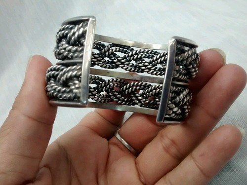 Atemberaubendes Vintage Sterling 925 schweres 91,5 g breites Armreif Armband - Bild 4 von 8