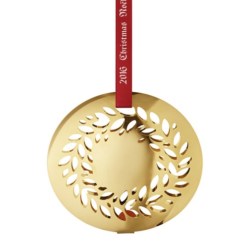Georg Jensen Gold Plated Christmas Mobile 2016 - Christmas Wreath - Picture 2 of 2