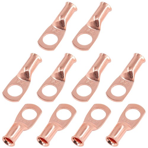 (10) 6AWG Gauge Copper Ring Terminals 3/8" RED/BLACK Heat Shrink Tubing LUGS - Picture 6 of 6