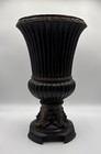Footed Grecian Urn Vase Hobby Lobby Resin Brown With Copper Accents 15.5” Tall