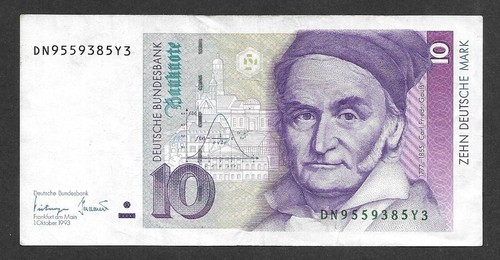 Billete ALEMANIA 10 marcos 1993, P-38, serie DN, circulado (VF) - Imagen 1 de 2
