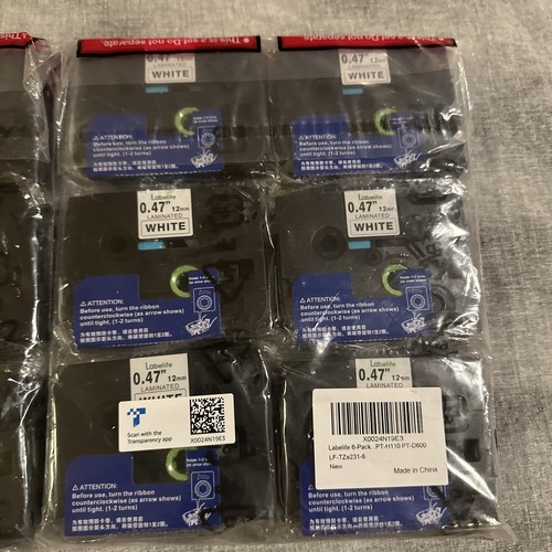 Paquete de 12 cintas de etiquetas laminadas blancas Labelife de 12 mm x 0,47" para Brother P Touch D600 - Imagen 3 de 4