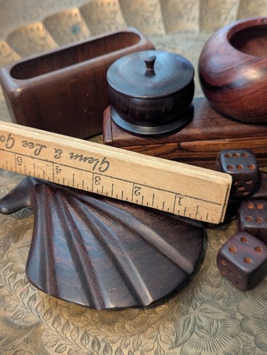 De Colección Mediados de Siglo Colección Decorativa Madera Arte Dados Rana Estatua Escritorio Organizador - Imagen 6 de 23