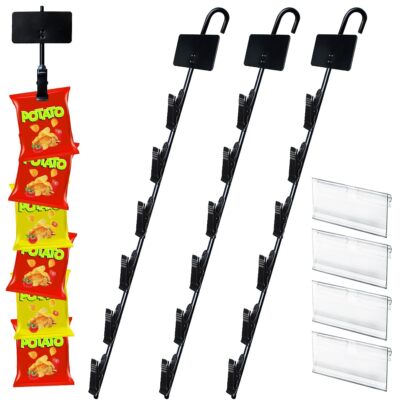 4 Pack Hanging Merchandise Strips with Clips Chip Display Rack Potato Bag Holder eBay
