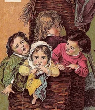 1880s James Pyle's Pearline Washing Powder Children In A Woven Basket