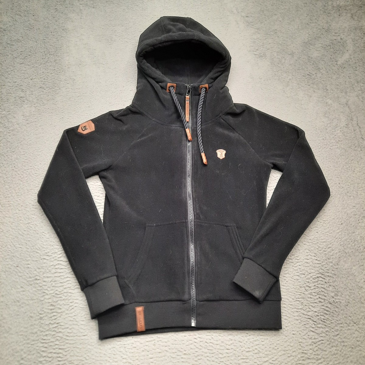 Naketano Full Zip Hoodie Womens Large Black Sweatshirt Jacket