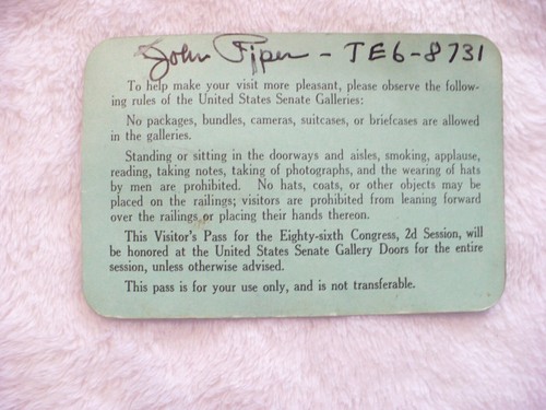 83A- 1960 US SENATE CHAMBER FOR JOHN T PIPER WAYNE MORE US SENATOR CARD #5428 - Picture 8 of 12