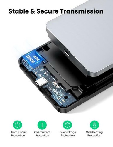 Ugreen 2.5'' Hard Drive Disk Case USB C 3.1 Gen 2 Aluminium SATA External UASP - Picture 6 of 6