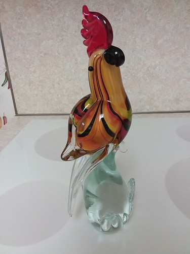 Murano ?? Hand Blown Art Glass 11 1/2" Parrot, Reds and Gold Colors - Picture 4 of 8