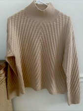 C by Bloomingdale's 100% 2-Ply Cashmere M Pullover Mock Neck Mouve NWOT Luxury