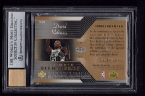 2004-05 UPPER DECK ULTIMATE COLLECTION SIGNATURES AUTO 10 DAVID ROBINSON BGS 8.5 - Picture 2 of 2