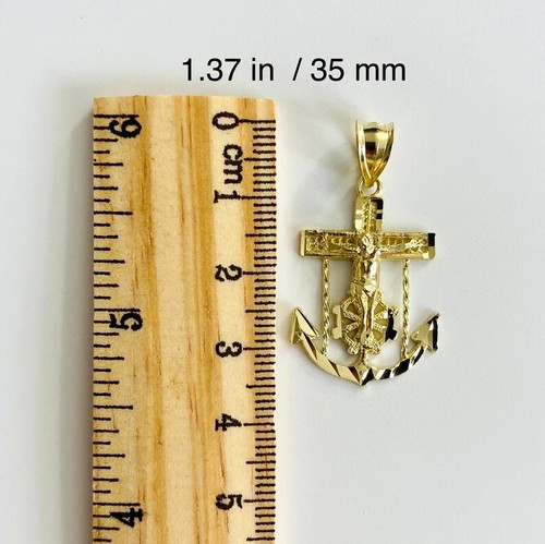 10K Solid Gold Jesus Christ Crucifix Anchor Pendant, 10K Gold Jesus Cross- G41 - Picture 4 of 13