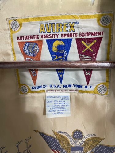 AVIREX CHOCTAW FOOTBALL TEAM LEATHER VARSITY JACKET NAVY BLUE SZ MEDIUM (FITS L) - Picture 7 of 11