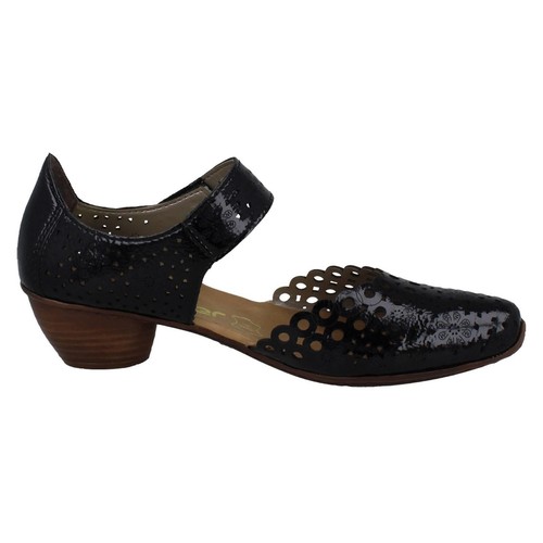 Ladies Rieker - 43753 Lazer Cut With Hook And Loop Strap 3.9.9mm Heel - Picture 16 of 37