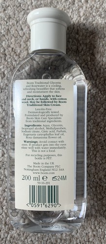Boots Traditional Skin Care Glycerin And Rosewater Toning & Moisturising 200ml - Picture 2 of 2