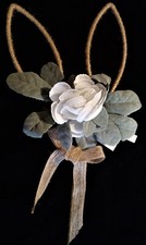 NWT Easter Floral Pick w/White Rose  Framed Bunny Ears -18.13"T x 7.50"W