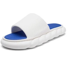 Yytlch Mens Slippers Cloud Shower Bathroom Non-Slip Slippes  White Blue 9.5