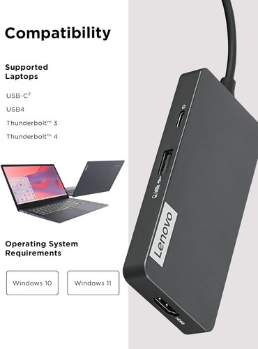 USB-C Lenovo 7in1 Hub Computer Networking Laptop Accessory 8 - Picture 6 of 7