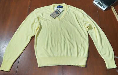 Vintage Jantzen Yellow Sweater Crewneck Pullover Size Medium With Original Tags