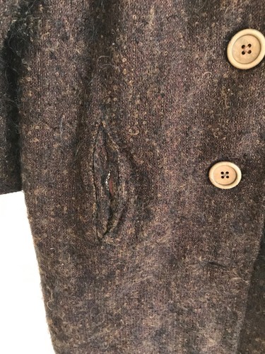 Vintage Long Brown Coat, Lined Retro Marled Faux Tweed, Long Chic Warm - Picture 3 of 6