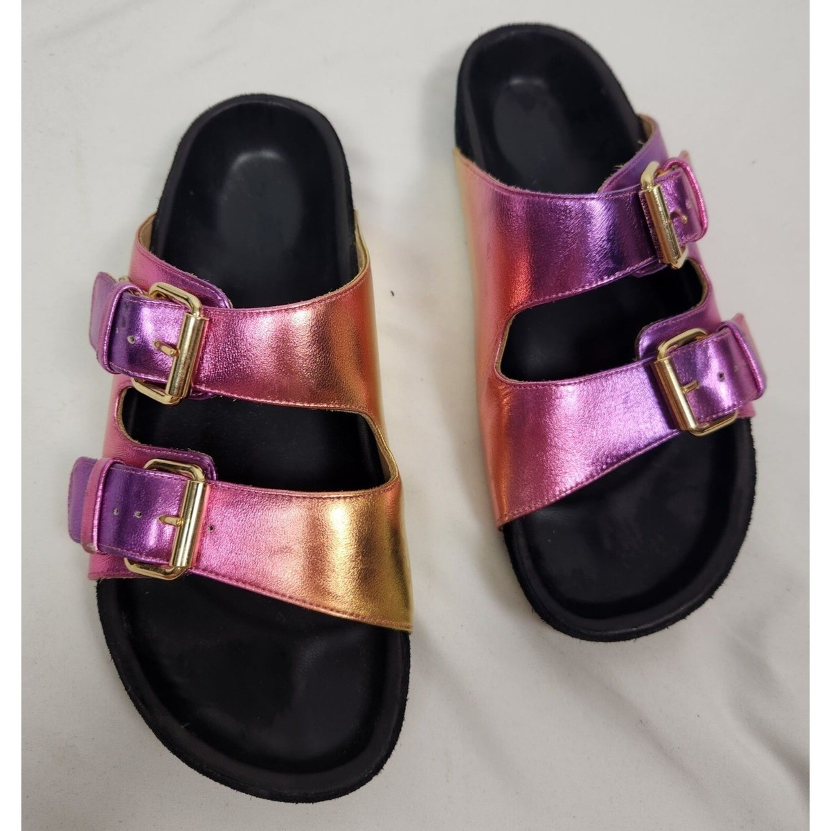 Isabel Marant Women's Sz. 36 LENNYO BUCKLE SANDALS In Metallic