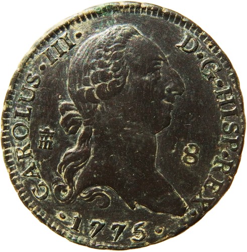 1775 Charles III 8 Maravedis Spanish Coin Segovia Mint (Aqueduct) KM#408
