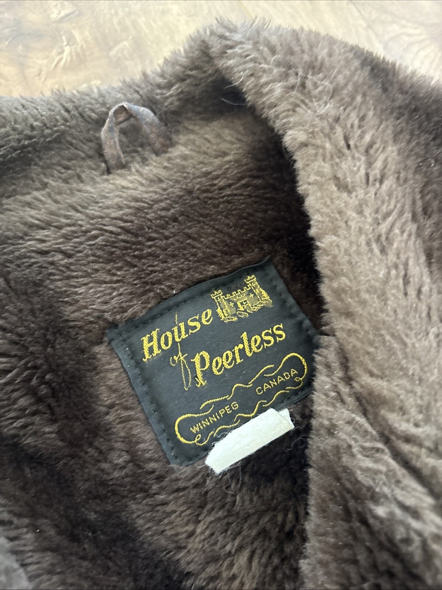 Vtg House Of Peerless 70s Genuine Leather Suede Fur Jacket Coat