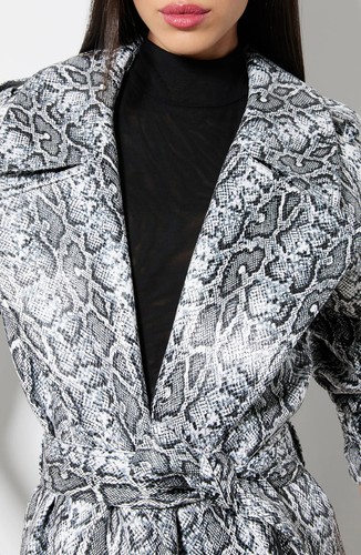 ALICE &OLIVIA (XL)JARRETT VEGAN SNAKESKIN PRINT PYTHON TRENCHCOAT NWTMSRP$995.00 - Picture 12 of 18