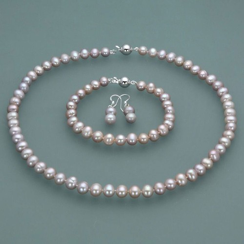 Set aus 7-8 mm 8-9 mm natürlichen Akoya-Zuchtperlen Halskette 18 Zoll Armband 7,5 Zoll Ohrringe - Bild 14 von 19