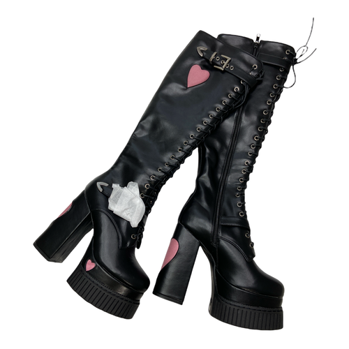 Lamoda Women's Black CANDYFLOSS LOVE PLATFORM BOOTS Size 5 NWT A46 | eBay
