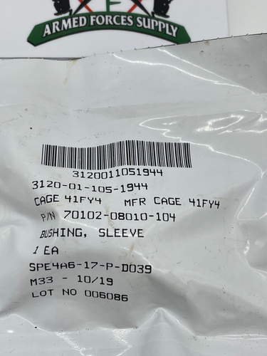 NSN# 3120-01-105-1944 P/N 70102-08010-104 Helicopter Sleeve Bushing - Picture 3 of 3