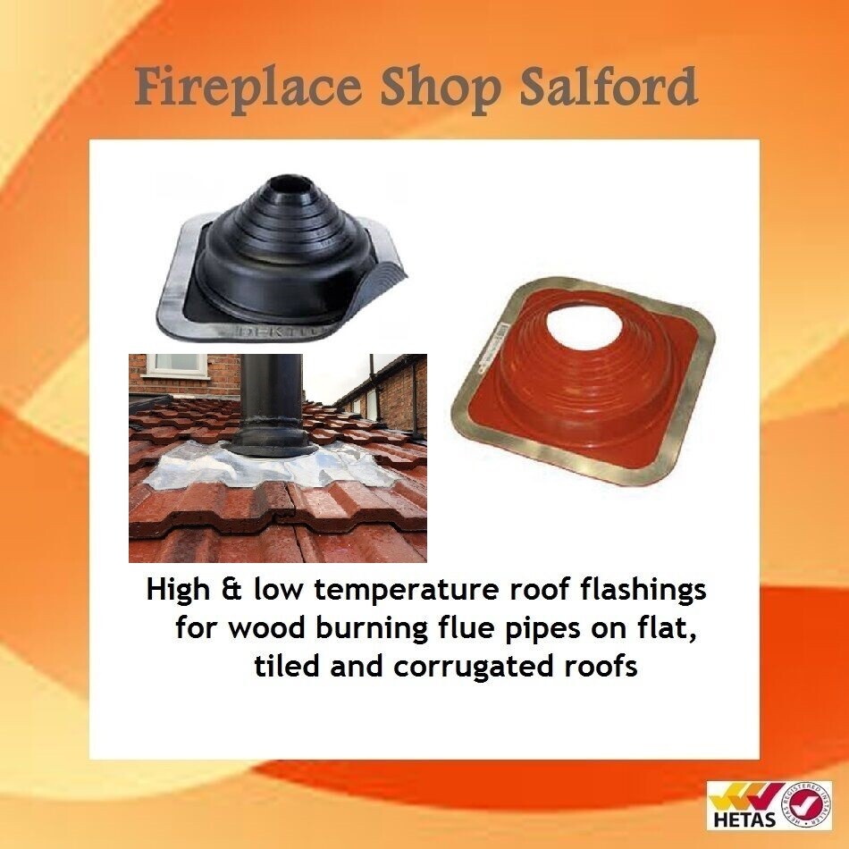 Roof Flashing for multifuel flue pipes on tiled, flat and corrugated