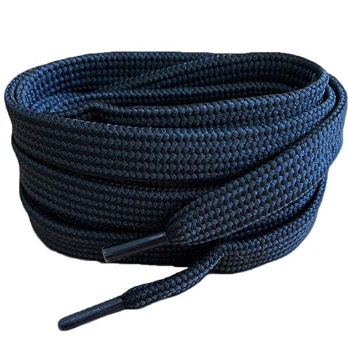 Black Round Flat Waxed Curly Elastic Trainer Boot laces long Shoelaces - Picture 20 of 132