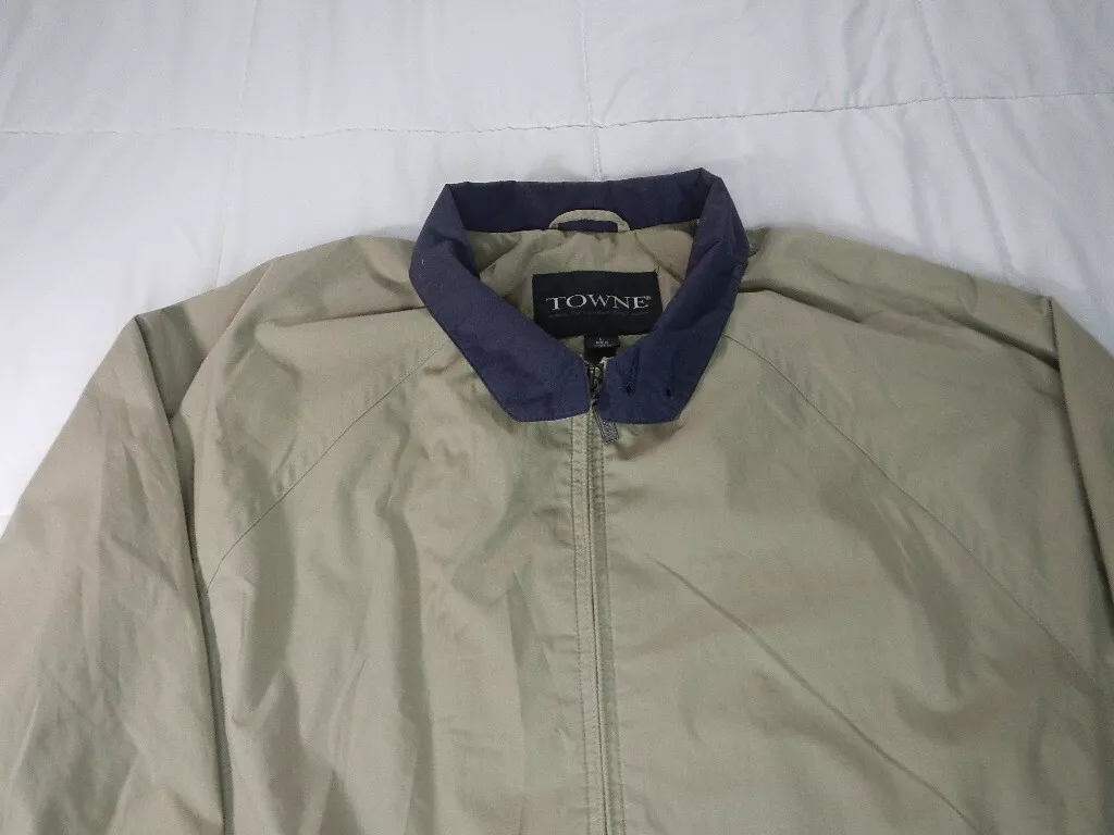 Towne Collection London Fog Men s Jacket L Tan Beige w Navy Blue