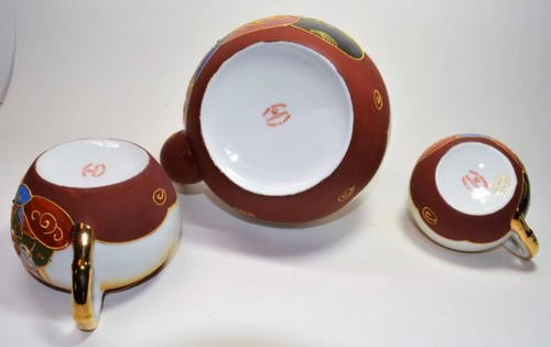 NAKASIMA Moriage Gold Gilded JAPANESE IMMORTALS Geisha LITHOPHANE 35 Pc Tea Set - Picture 5 of 12