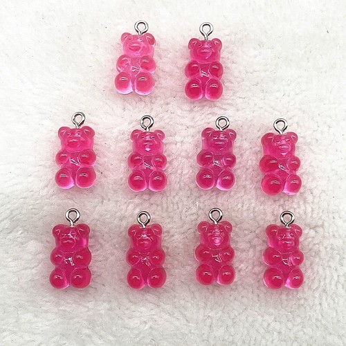 Pink Resin Gummy Teddy Bear Pendant Charms Jewelry Findings For Women,Girls - Picture 2 of 2