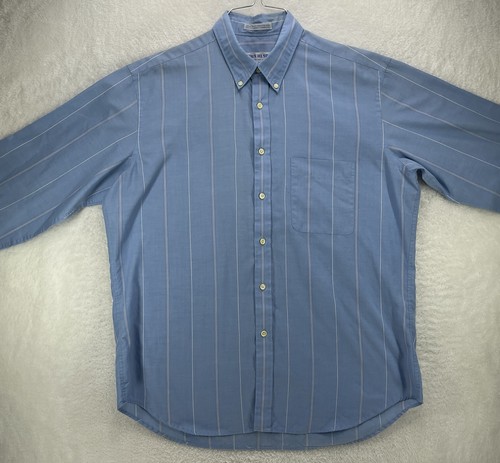 John Henry Men's Size L Blue Striped Long Sleeve Button Up Polyester Blend Shirt - Picture 2 of 8
