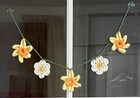 🌼 NEW Hand Crochet Daisy Daffodil Bunting Camper Window Sequin Christmas Gift