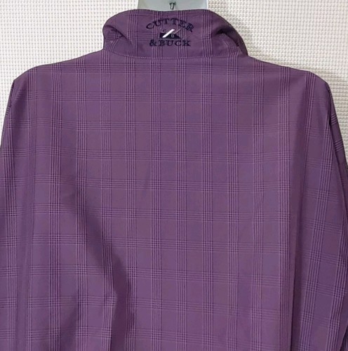 Cutter & Buck 1/4 Zip Pullover Womens Medium Purple Black Plaid Golf Jacket - Picture 7 of 14