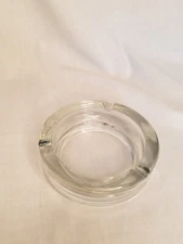 Vintage Clear Thick Glass Round Ashtray Change Jewelry  Trinket Dish
