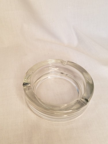 Vintage Clear Thick Glass Round Ashtray Change Jewelry Trinket Dish