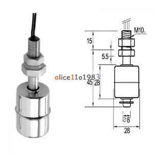 Sensor de nivel de agua indicador Mini Vertical De Acero Inoxidable 45mm Interruptor de Flotador Reino Unido